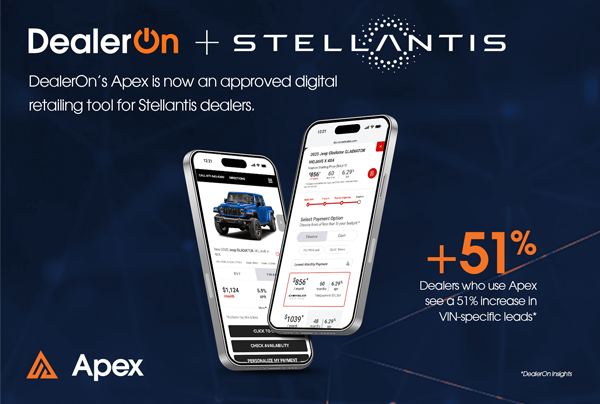 DealerOn's Apex Digital Retailing is approved for Stellantis dealers.
