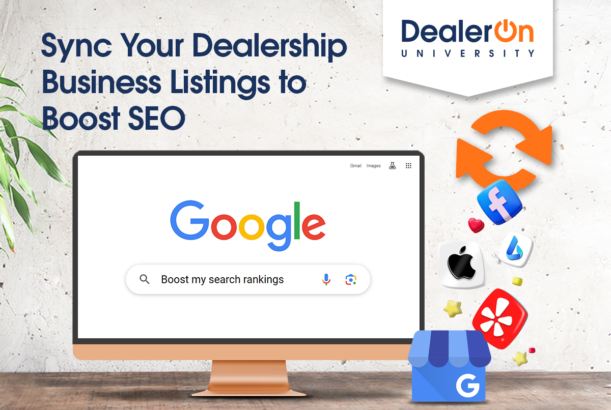 Sync Your Dealership Business Listings to Boost SEO, shows google search site and example of business directories