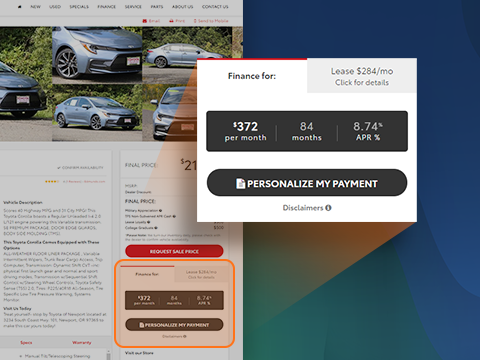 APEX is easy to use! Get started by selecting the finance or lease offer tab and click the