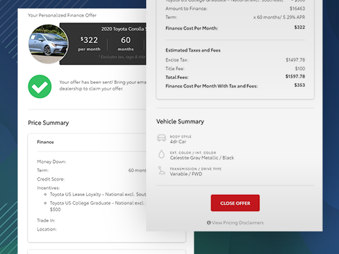 APEX outlines prices and disclaimers so you can easily finance or lease your next vehicle.