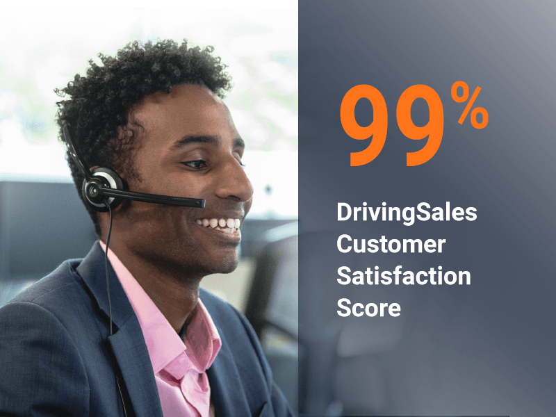 A DealerOn Customer Success Manager speaks with a client. DealerOn has a 99% DrivingSales customer satisfaction score.