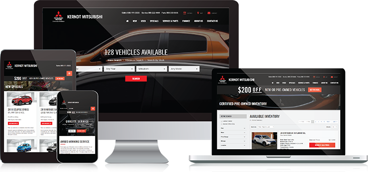 Mitsubishi responsive website shown on desktop, mobile and tablet screens